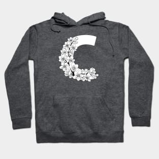 Monochrome capital letter C patterned with sakura twig Hoodie